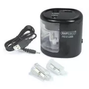 Elektrischer Spitzer Rapesco PS12 2 Löcher schwarz USB-Kabel