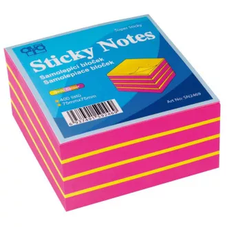 Selbstklebeblock 75x75mm rosa-gelb neon 400 Blatt Auro