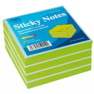 Selbstklebeblock 75x75mm grün-weiß neon 400 Blatt Auro