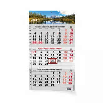 Wandkalender A3 drei Monate mit internationalen Feiertagen schwarz Natur