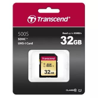 TRANSCEND SDHC-Karte 32GB 500S, UHS-I U1 (R: 95 / B: 60 MB/s) TRANSCEND SDHC-Karte 32GB 500S, UHS-I U1 (R: 95 / B: 60 MB/s)