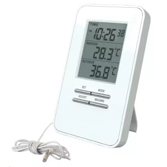 Solarthermometer, Temperatur, große Anzeige, Datum, Uhrzeit, weiß Solarthermometer, Temperatur, große Anzeige, Datum, Uhrzeit, weiß