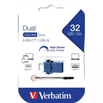VERBATIM Flash Drive 32GB Store 'n' Go Dual Drive USB 3.0 / USB Typ-C, blau VERBATIM Flash Drive 32GB Store 'n' Go Dual Drive USB 3.0 / USB Typ-C, blau