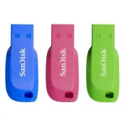 SanDisk Flash Disk 16GB Cruzer Blade (3er Pack, 3x 16GB) USB 2.0, blau, grün, pink