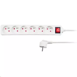 Solight Verlängerungskabel, 6 Steckdosen, weiß, Schalter, 3m Solight Verlängerungskabel, 6 Steckdosen, weiß, Schalter, 3m