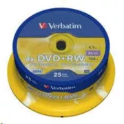 VERBATIM DVD + RW (25-Pack) Spindel / 4x / DLP / 4,7 GB