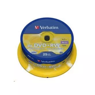 VERBATIM DVD + RW (25-Pack) Spindel / 4x / DLP / 4,7 GB VERBATIM DVD + RW (25-Pack) Spindel / 4x / DLP / 4,7 GB