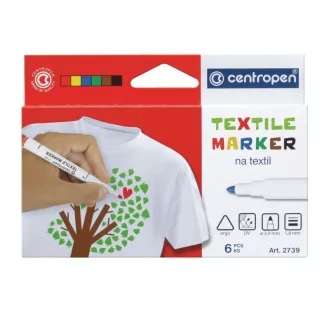 Marker Centropen 2739/6 für Textilien 6 Farben zylindrische Spitze 3,5 mm