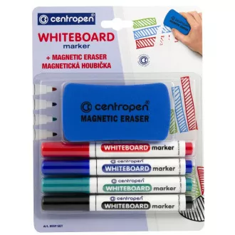 Marker Centropen 8559/4 + Schwamm für Whiteboards 4 Farben zylindrische Spitze 2,5 mm Marker Centropen 8559/4 + Schwamm für Whiteboards 4 Farben zylindrische Spitze 2,5 mm