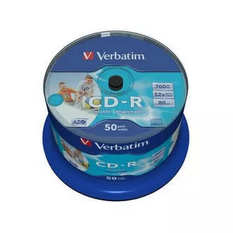 VERBATIM CD-R (50er-Pack) Spindel / Tintenstrahldrucker / 52x / 700 MB / Ohne ID-Marke