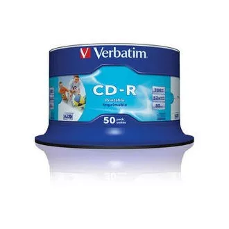 VERBATIM CD-R (50er-Pack) Spindel / Tintenstrahldrucker / 52x / 700 MB / Ohne ID-Marke