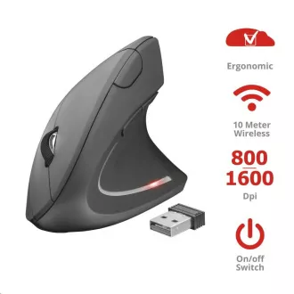 TRUST Verto kabellose ergonomische USB-Maus, schwarz