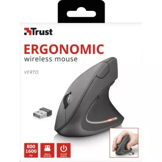 TRUST Verto kabellose ergonomische USB-Maus, schwarz