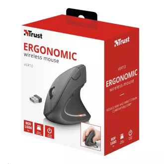 TRUST Verto kabellose ergonomische USB-Maus, schwarz