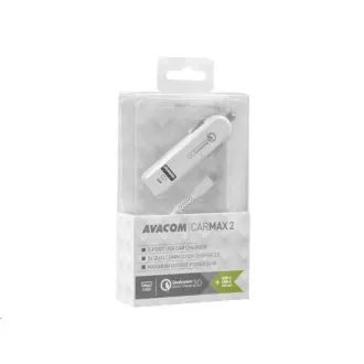 AVACOM CarMAX 2 Autoladegerät 2x Qualcomm Quick Charge 2.0, weiße Farbe (USB-C-Kabel)