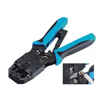 Crimpzange PROFI mit Zwangssperre für RJ10, RJ11, RJ12, RJ45, DEC Steckverbinder mit Abisolierer Crimpzange PROFI mit Zwangssperre für RJ10, RJ11, RJ12, RJ45, DEC Steckverbinder mit Abisolierer