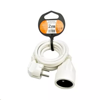 Solight Verlängerungskabel - Stecker, 1 Buchse, 2m, 3 x 1mm2, weiß