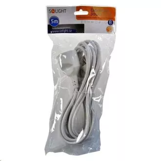 Solight Verlängerungskabel - Stecker, 1 Buchse, 5m, 3 x 1mm2, weiß
