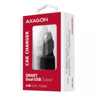AXAGON PWC-5V5, SMART Autoladegerät, 2x Port 5V-2.4A + 2.4A, 24W