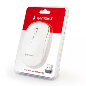 GEMBIRD Maus MUSW-4B-01, weiß, kabellos, USB-Nano-Empfänger