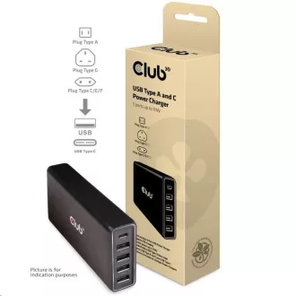 Club3D USB-Ladegerät Typ A und C, 5 Ports, 111 W
