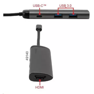 VERBATIM USB-C 4in1 Dockingstation, 1x HDMI, 1xUSB-C, 2xUSB, grau
