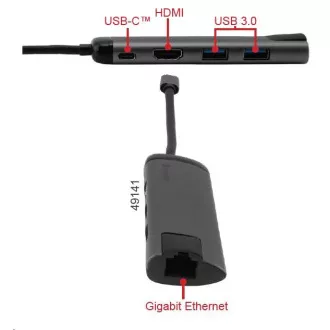 VERBATIM Dockingstation USB-C 5in1, 1xHDMI, 1xSB-C, 2xUSB, 1xRJ45, grau