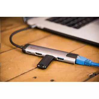 VERBATIM Dockingstation USB-C 5in1, 1xHDMI, 1xSB-C, 2xUSB, 1xRJ45, grau