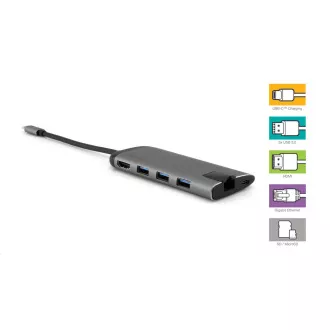 VERBATIM USB-C 7in1 Dockingstation, 1xHDMI, 1xUSB-C, 3xUSB, 1xRJ45, SD-Kartenleser, grau
