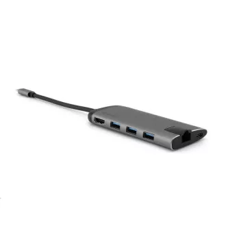VERBATIM USB-C 7in1 Dockingstation, 1xHDMI, 1xUSB-C, 3xUSB, 1xRJ45, SD-Kartenleser, grau