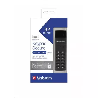 VERBATIM USB C 3.1 Laufwerk 32 GB - Keypad Secure (R: 160 / B: 130 MB / s) DSGVO VERBATIM USB C 3.1 Laufwerk 32 GB - Keypad Secure (R: 160 / B: 130 MB / s) DSGVO