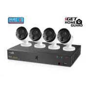 iGET HOMEGUARD HGNVK85304 PoE Kamerasystem mit SMART Bewegungserkennung, 8-Kanal FullHD NVR   4x FullHD Außenkamera