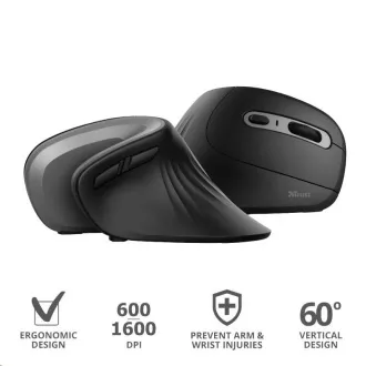 TRUST ergonomische vertikale Maus Verro Wireless Ergonomic Mouse, schwarz