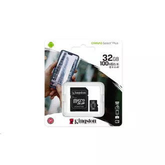 Kingston 32GB micSDHC Canvas Select Plus 100R A1 C10 Karte + SD-Adapter Kingston 32GB micSDHC Canvas Select Plus 100R A1 C10 Karte + SD-Adapter