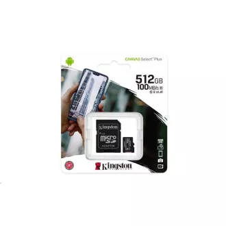 Kingston 512 GB Mikrofon SDXC Canvas Select Plus 100R A1 C10 Karte + SD-Adapter Kingston 512 GB Mikrofon SDXC Canvas Select Plus 100R A1 C10 Karte + SD-Adapter