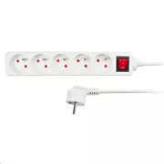 Solight Verlängerungskabel, 5 Steckdosen, weiß, Schalter, 3m