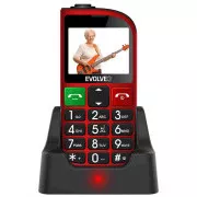 EVOLVEO EasyPhone FM, Mobiltelefon für Senioren mit Ladestation (rote Farbe)