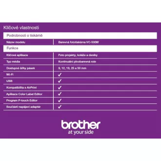BROTHER Etikettendrucker PHOTO - VC500W - WIFI, USB, COLOR ohne Tinte - Integriertes Schneiden BROTHER Etikettendrucker PHOTO - VC500W - WIFI, USB, COLOR ohne Tinte - Integriertes Schneiden