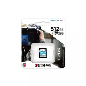 Kingston SDXC-Karte 512GB Canvas Go! Plus, R:170/W:90MB/s, Klasse 10, UHS-I, U3, V30 Kingston SDXC-Karte 512GB Canvas Go! Plus, R:170/W:90MB/s, Klasse 10, UHS-I, U3, V30