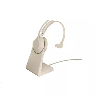 Jabra Headset mit Ständer Evolve2 65, Link 380c MS, mono, beige - Unverpackt