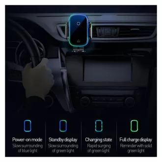 Baseus Light Elektroautohalterung mit kabellosem Laden 15W schwarz