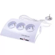 PREMIUMCORD Verlängerungskabel 230V 1, 5m 5Steckdosen Schalter 2x USB 2A
