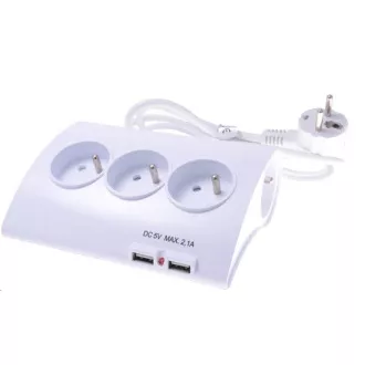 PREMIUMCORD Verlängerungskabel 230V 1, 5m 5Steckdosen Schalter 2x USB 2A