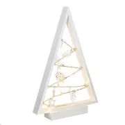 Solight LED Holz Weihnachtsbaum mit Dekoration, 15LED, Naturholz, 37cm, 2x AA