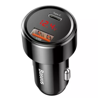 Baseus Magic Series PPS Digital Display Dual Car Adapter USB-A QC + USB-C PD 45W, schwarz