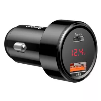 Baseus Magic Series PPS Digital Display Dual Car Adapter USB-A QC + USB-C PD 45W, schwarz