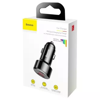 Baseus Magic Series PPS Digital Display Dual Car Adapter USB-A QC + USB-C PD 45W, schwarz