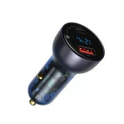 Baseus Particular Digital Display Dual Car Adapter USB-A QC + USB-C 65W, grau