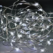 Solight Weihnachtskette silber, 100x mini LED, 10m, 3 x AA, Kaltlicht