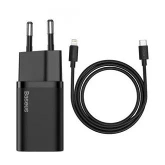 Baseus Super SI Set aus USB-C 20W Adapter und USB-C Kabel auf Lightning 1m, schwarz